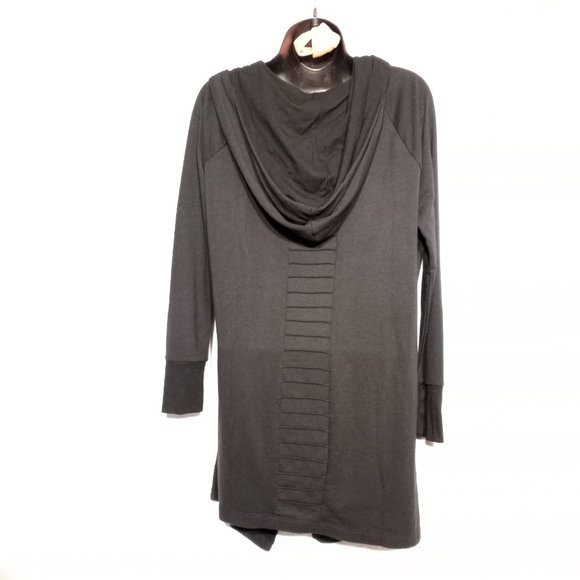 Final Sale Onzie Womens Black #627 Hooded Long Asymmetrical Wrap Jacket Size S/M - Picture 2 of 6